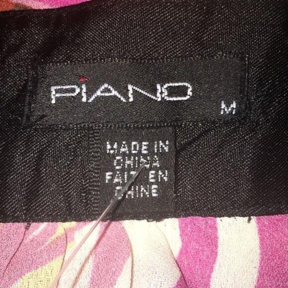 Piano Women's Medium Sleeveless Blouse Multicolor Wooden Beaded Watercolor - Picture 4 of 6